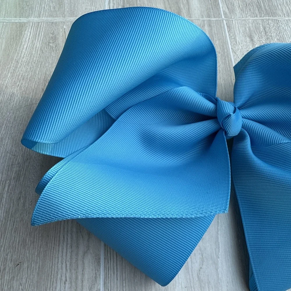 2-‎ 7 Inch Deluxe Grosgrain Hair Bow Clip For Woman And Girls Green And Blue